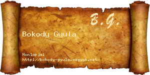 Bokody Gyula névjegykártya